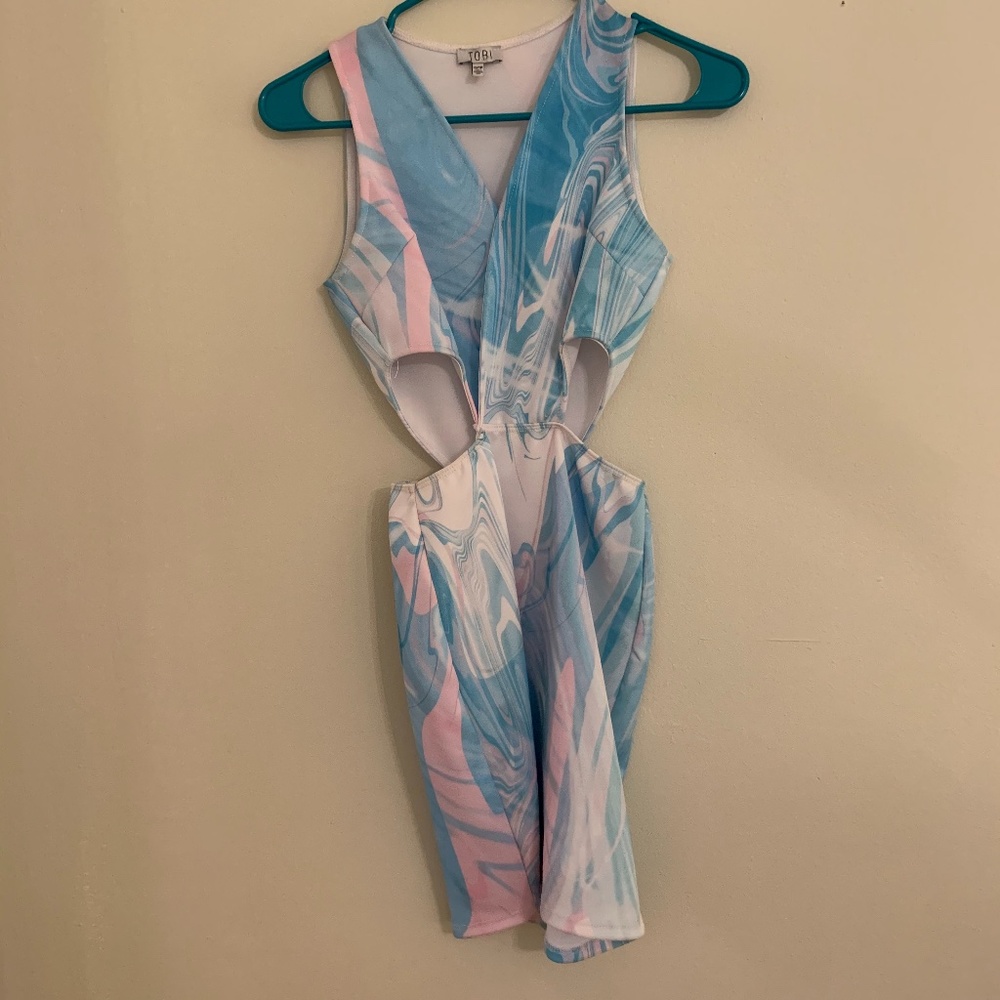Tobi Pastel Marble Mini Dress with Cut-Outs